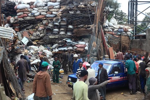 Addis Ababa, the Mercato in the Addis Ketema neighbourhood, old market district, recycling of scrap