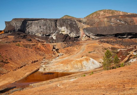 Lunar like despoiled landscape opencast mineral extraction Minas de Riotinto mining area, Huelva