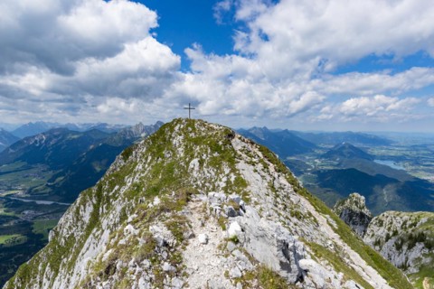 Panorama from the SÃ¤uling, 2047m, on Reutte in Tyrol, Austria, and Füssen, OstallgÃ¤u, Bavaria,