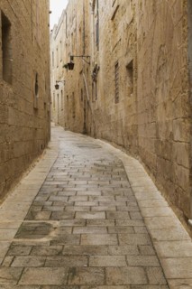 Alleyway in old medieval city of Mdina, Malta, Europe
