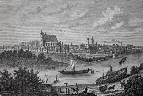 City of Ingolstadt in Bavaria, Germany, in 1880, Historical, digital reproduction of an original