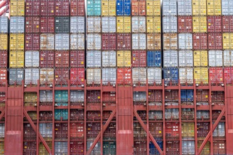 Magleby Maersk container freighter at EUROGATE Container Terminal, Waltershofer Hafen, one of the