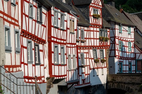 Monreal, idyllic half-timbered village in the Elz valley, in the district of Mayen-Koblenz in