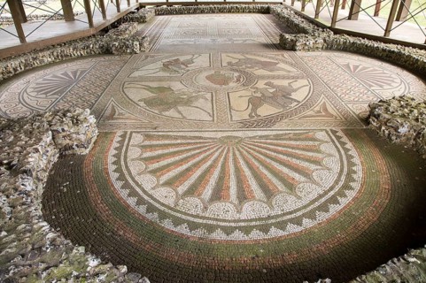 Roman mosaic at Littlecote House Hotel, Hungerford, Berkshire, England, UK