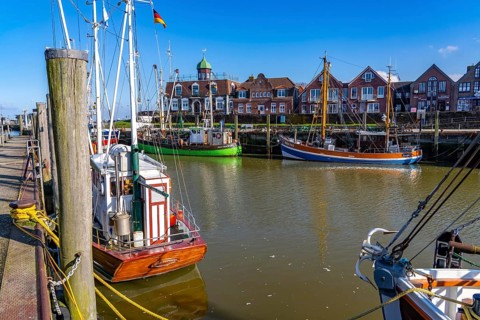 Cutter harbour Neuharlingersiel, Lower Saxony, Germany, Europe
