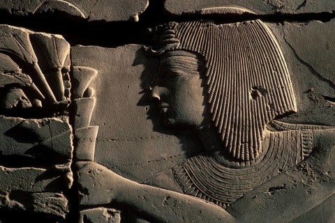 Wall relief of Sethos I in the Great Hall of Columns in the temple district of Karnak, Luxor,