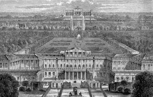 Schönbrunn Palace in Vienna, Austria, in 1880, Historical, digital reproduction of an original from