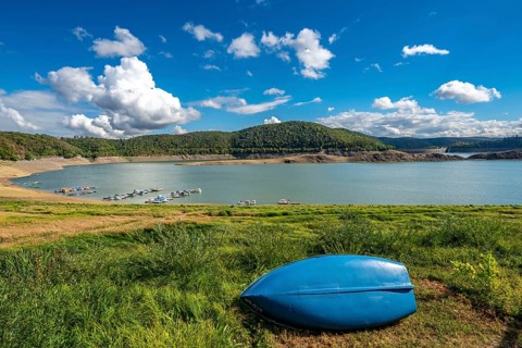 Lake Edersee, near Waldeck, the third largest reservoir in Germany, is currently at just under 13%