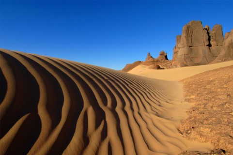 Desert landscape, Tin Akascheker, Algeria, rock formations, Algeria, Africa