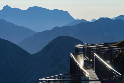 Sunrise, Nordwandsteig on the Nebelhorn, 2224m, AllgÃ¤u Alps, AllgÃ¤u, Bavaria, Germany, Europe
