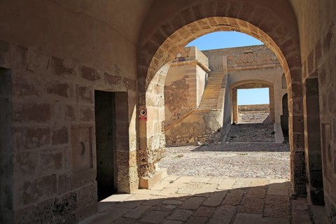 Castle of Castillo de San Felipe, Los Escullos, Cabo de Gata natural park, Almeria, Spain, Europe