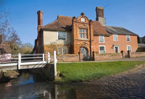 Fifteenth century Ye Olde River House from 1490 in the village of Kersey, Suffolk, England, United