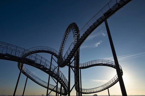 Landmark Tiger & Turtle Magic Mountain by Heike Mutter and Ulrich Genth, walk-in sculpture in the