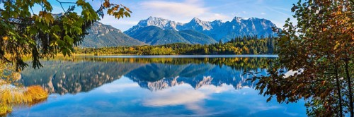 Barmsee, behind it the Karwendel mountains, Werdenfelser Land, Upper Bavaria, Bavaria, Germany,
