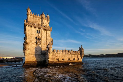 Belem Tower or Tower of St Vincent, famous tourist landmark of Lisboa and tourism attraction, on