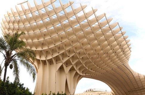 Metropol Parasol wooden structure in Plaza La Encarnacion, Seville, Spain, architect Jürgen