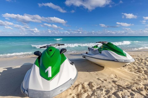 Cancun, Mexico, water scooter rental at beaches and luxury hotels along Cancun Zona Hotelera and