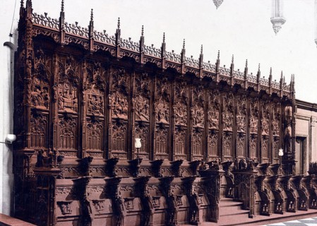 Louvain. The church of St Gertrude. Les Stalles a Droite, Belgium, Historical, digitally restored