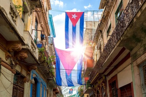 Scenic colorful Old Havana streets in historic city center of Havana Vieja near Paseo El Prado and