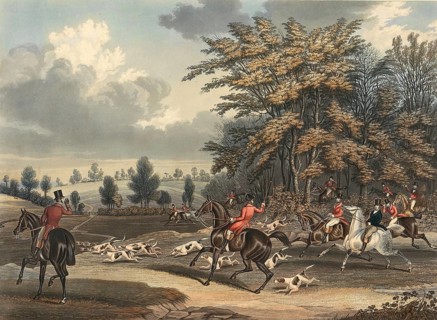 Foxhunt in England, 1840, Historical, digitally restored reproduction from a 19th century original,