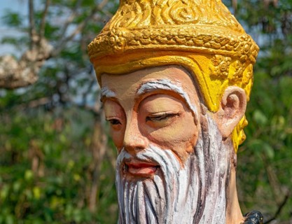Deity statue, Phousi or Phu Si Hill, Luang Prabang, Laos, Asia