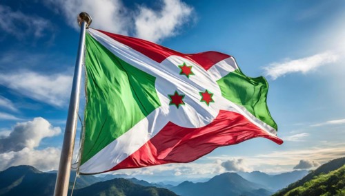 Flags, the national flag of Burundi flutters in the wind