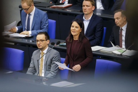 Annalena BÃ¤rbock (Alliance 90/The Greens), Federal Foreign Minister, recorded as part of a survey
