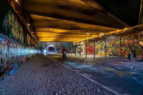 The Nordbahntrasse, a cycle path, footpath, on a former 22 km long railway line, along the