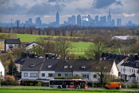 View from the village of Weilbach, a district of Flörsheim am Main in the Main-Taunus district of