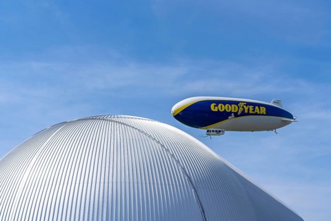 The Zeppelin NT, newly stationed at Essen/Mülheim Airport, undertakes sightseeing flights over the