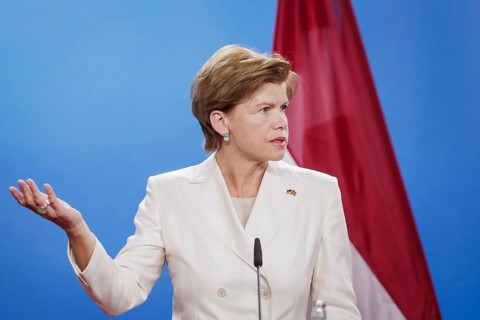 Baiba Braze, Foreign Minister of Latvia, recorded during a press conference at the Federal Foreign