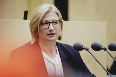 Anke Rehlinger, SPD, Minister-President of the Saarland, recorded during a meeting of the Bundesrat