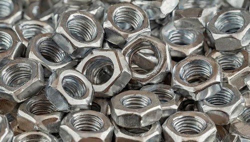 Metal, material, various nuts, screw connections, made of stainless steel