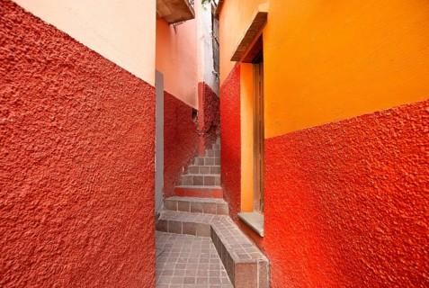 Guanajuato, Mexico, colorful colonial streets and architecture in Guanajuato historic center,