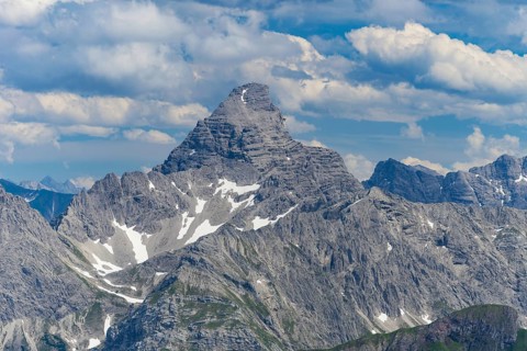 Panorama from the Koblat-Höhenweg on the Nebelhorn to the Hochvogel, 2592m, AllgÃ¤u Alps, AllgÃ¤u,