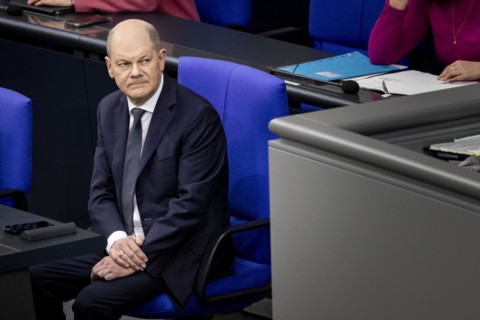Olaf Scholz (SPD), Federal Chancellor, recorded in front of a questioning of the Federal Government