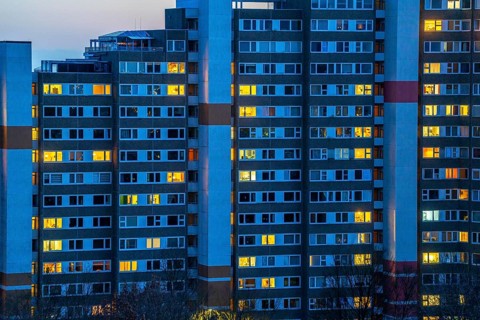 High-rise buildings in the Bensberg residential park, Bergisch-Gladbach, 18-storey housing estate