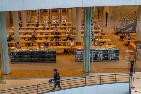 The Danish Royal Library, new building, the so-called Black Diamond, one of the reading rooms,