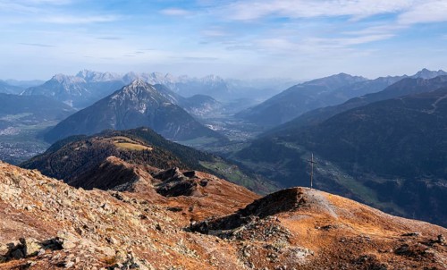 Kreuzjoch summit in autumn, Venet crossing, Ötztal Alps, Tyrol, Austria, Europe