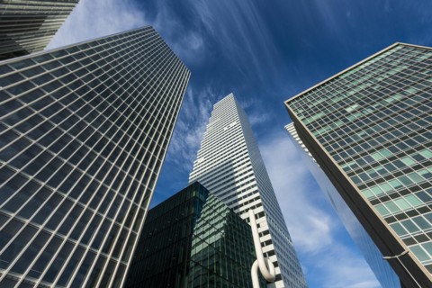 Modern architecture, high-rise buildings, Roche Towers, architects Herzog and de Meuron, Basel,