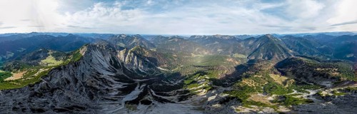Aerial view, Alpine panorama, Bavarian and Austrian Schinder, Tegernsee mountains in the Mangfall