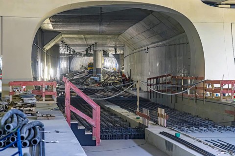 Tunnel in the direction of Ulm. Impressions of the new Stuttgart 21 main station. The shell is