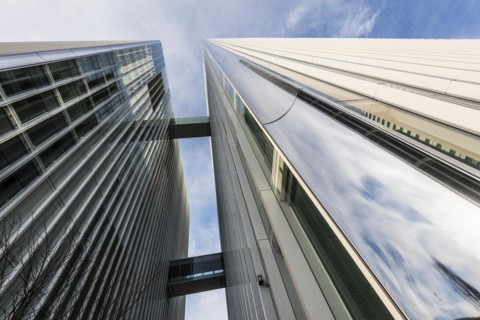 Modern architecture, high-rise buildings, Roche Towers, architects Herzog and de Meuron, Basel,
