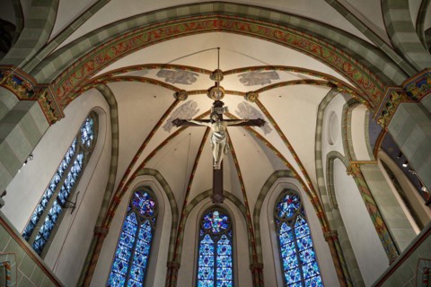 St. Lambertus Church, interior view, historic upper town, Mettmann, Bergisches Land, North