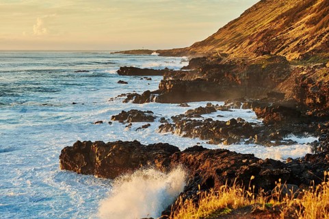 Landscape of the beach at KaÊ»ena Point State Park, Hawaiian Island Oahu, OÊ»ahu, Hawaii, Aloha