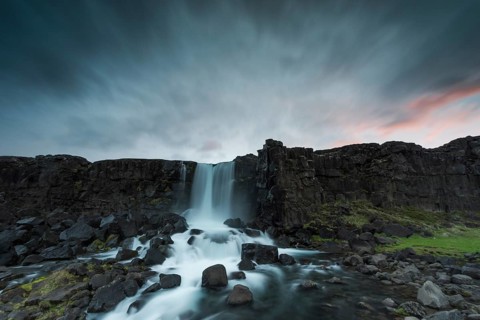 Öxararfoss waterfall, Öxara River, Îingvellir or Thingvellir or Pingvellir, Rift Valley, National