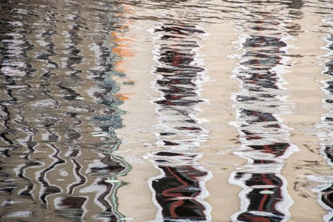 Houses reflected in the water, Gothenburg, VÃ¤stra Götalands lÃ¤n, Sweden, Europe
