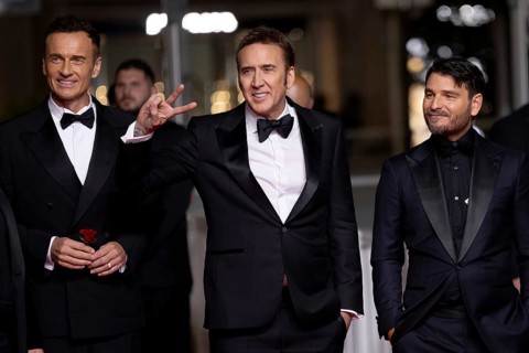 Cannes, France, 17.5.2024: Julian McMahon, Nicolas Cage and Justin Rosniak at the premiere of The