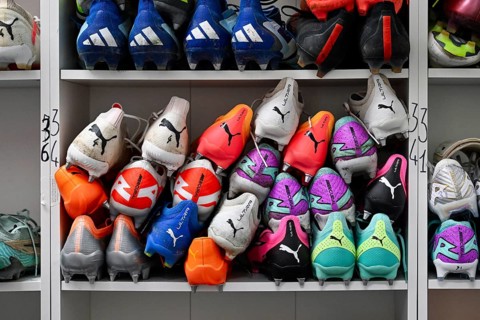 Football coloured football boots