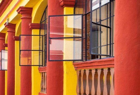 Scenic colorful colonial architecture of Cuernavaca streets in historic center in Mexico Morelos